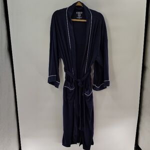 IZOD Sleepwear Robe Size One Size Navy With White Trim Front Pockets Unisex
